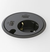 Powerdot inbouw stopcontact - 2x USB lader 5 Volt 2.5A - zwart -  CE & GS Gecertificeerd