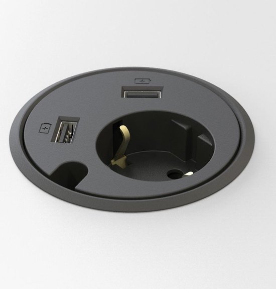 koolstof ik zal sterk zijn Overtreffen Powerdot inbouw stopcontact - 2x USB lader 5 Volt 2.5A - zwart - CE & GS  Gecertificeerd | bol.com