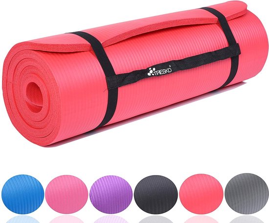 Sens Design Yogamat - Fitnessmat - 185x60 cm - 1,5 cm dik - Rood - Sens Design