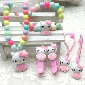 Set van 6 stuks accessoires Armband, Ketting,  Haarspeldjes, Haarbanden Hellokitty - Leuke Designs - Kleine Strik Haarclips Voor Meisjes - Haarspeld Meiden - Schattig Haarclipjes - Armband - 