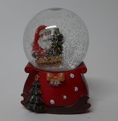 Sneeuwbol schoorsteen kerstman met kerstboom 6 cm