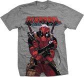 Marvel Deadpool Heren Tshirt -L- Big Print Grijs