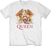 Queen - Classic Crest Heren T-shirt - S - Wit