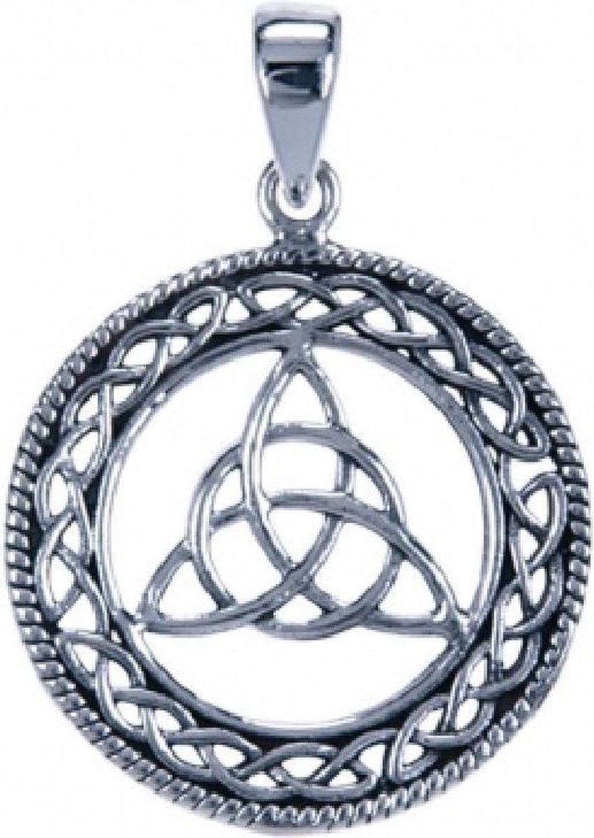 Zilveren Keltische knoop in ronde cirkel