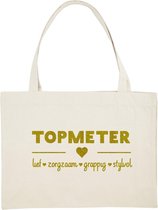 Topmeter, naturel shoppingbag met gouden letters