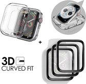 2-IN-1 Case Cover Hoes & 3D Edge Tempered Glass Screen Protector Geschikt Voor Apple Watch Series 5 44MM - iWatch Bescherming Set