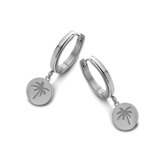 CO88 Collection Sense 8CE-70088 Stalen Oorringen - 16 mm - Palmboom - Zilverkleurig