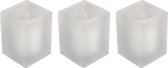 3x Matte glazen kaarsenhouders met kaars 7 x 10 cm 24 branduren - Geurloze kaarsen - Woondecoraties