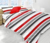 Luxe Flanel Dekbedovertrek Lits-Jumeaux 240x220cm Red stripes