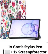 Smart Cover Book Case Hoes Geschikt Voor Samsung Galaxy Tab S6 10,5 Inch (2019) T860/T865 - Tri-Fold Multi-Stand Flip Sleeve - Beschermhoes Met Screen Protector & Stylus Pen - Vlin