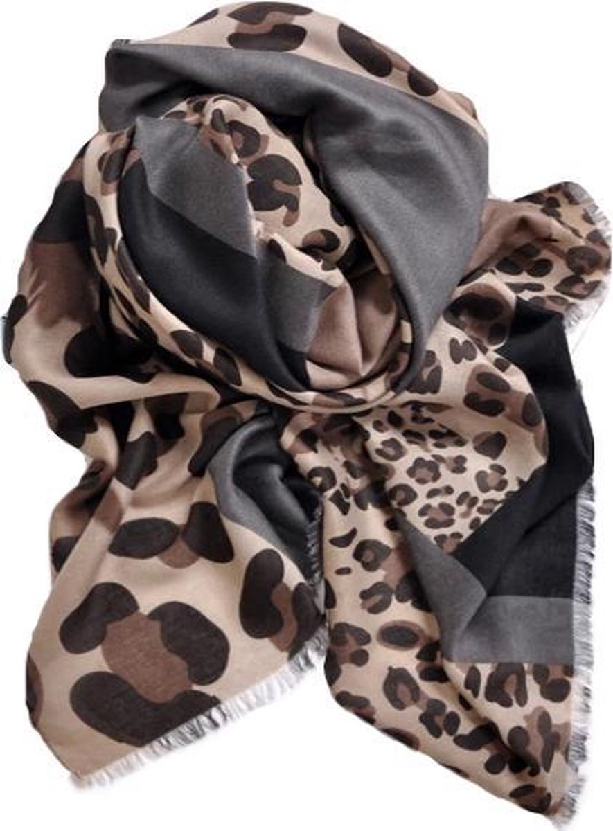 Leopard Sjaal | Bruin Luipaard | Katoen / Polyester | 180 x 90 cm