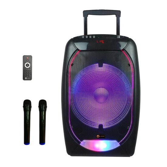 N-GEAR The Flash 1510 - Draadloze Bluetooth Speaker - Karaoke Set - 2 Microfoons - Discoverlichting