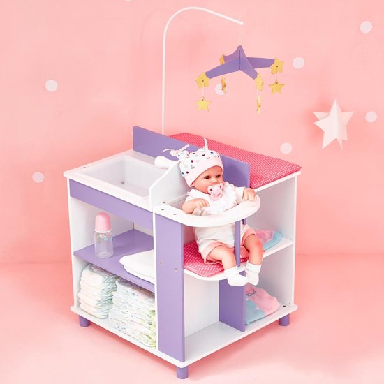 Teamson Kids 2-in-1 Poppenwagen Voor Babypoppen - Accessoires Voor Poppen Kinderspeelgoed Roze Grijs Polka Dot