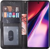 Samsung Note 10 Hoesje - Samsung Galaxy Note 10 hoesje bookcase met pasjeshouder zwart wallet portemonnee book case cover