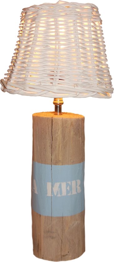 Tafel Lamp Staand La Mer - Maritiem Strand Design Tafellamp - Hout & Riet -  1 lichts -... | bol