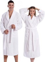 Bamboe Sauna Badjas - Wit - maat L / XL - badstof badjas - ochtendjas - duster - kamerjas - dames / heren / unisex