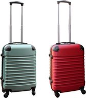 Travelerz kofferset 2 delig ABS handbagage koffers - met cijferslot - 39 liter - groen - rood