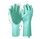Magic siliconen schoonmaak handschoenen met ingebouwde borstels - multi-functionele poetshandschoenen - groen - 1 paar