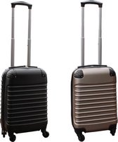 Travelerz kofferset 2 delig ABS handbagage koffers - met cijferslot - 27 liter - zwart - goud