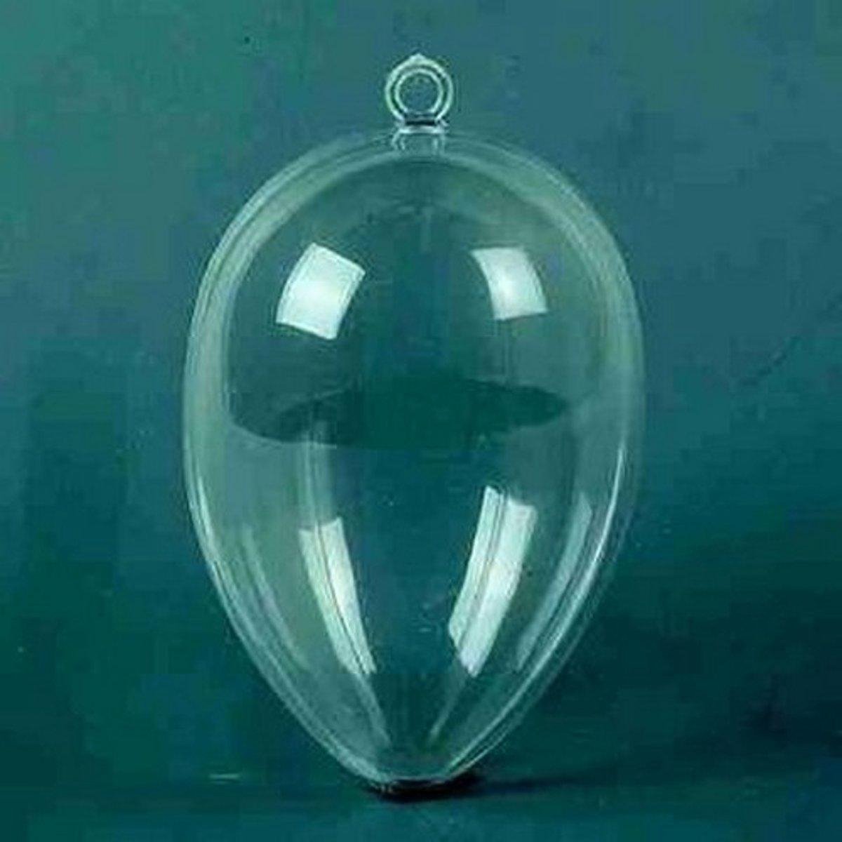 Plastic ei [ Perspex ] transparant 10 cm tweedelig, 10 STUKS