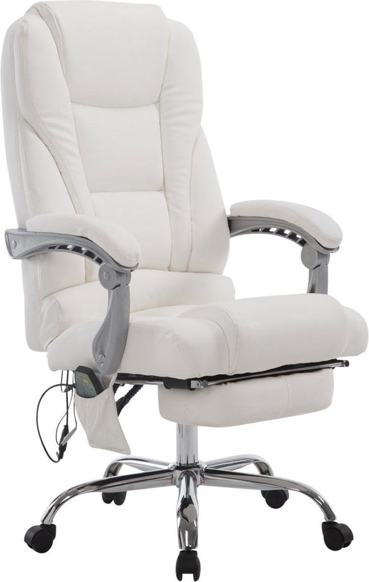 Luxe Comfort Bureaustoel Massagestoel Design Ergonomisch Kunstleer Wit 68x64x127 cm