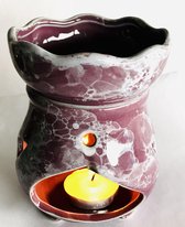 Oliebrander paarse keramiek 12cm Aromabrander voor geurolie of wax smelt