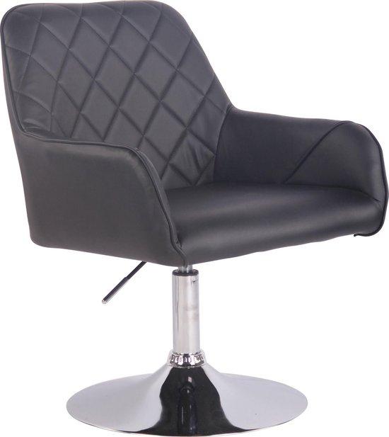 Fauteuil - Draaistoel - Design - Rond - Verstelbaar - Kunstleer - Zwart - 55x58x87 cm