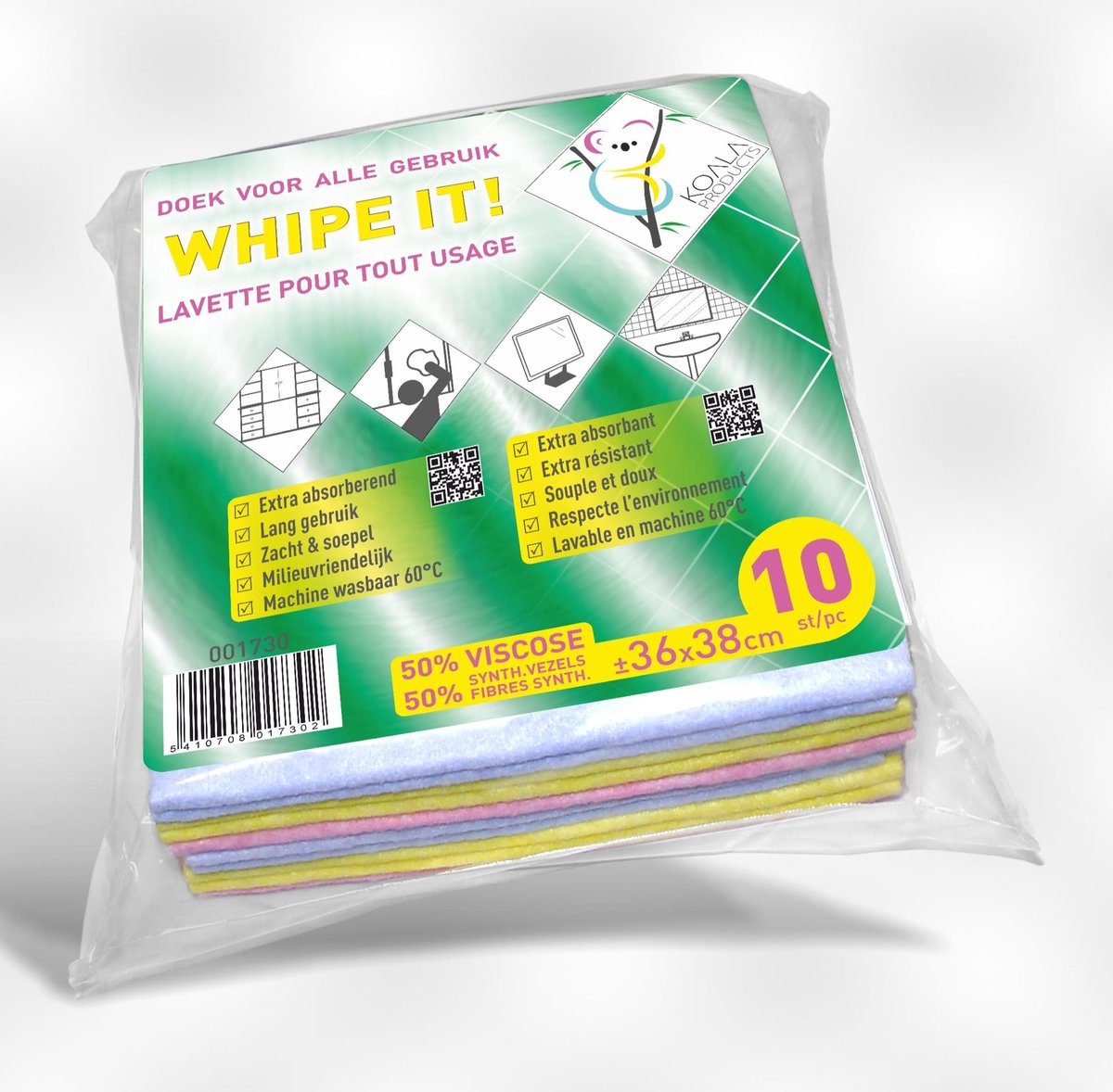Goedkoopste KOALA WHIPE IT Poetsdoek voor alle gebruik 36 x 38 cm- 10 stuks