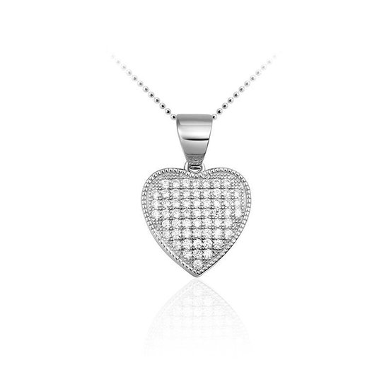 Juwelier Emo - Zilveren Ketting met hanger - Hart Ketting Zilver - 01117 - LENGTE 42 CM