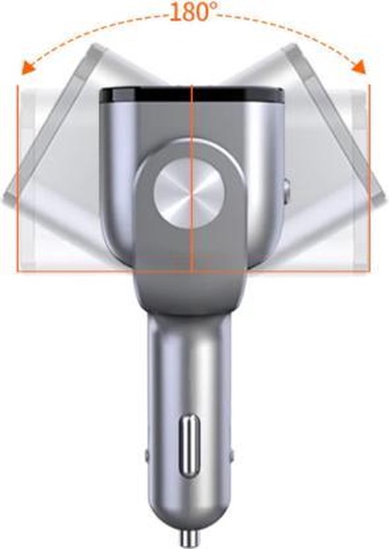 DrPhone CAR5 - 90W Autolader + 2x sigarettenplug - Snellader - 2x USB 3.0 oplaadpoort met LED - Zwart van DrPhone — afbeelding 3