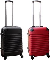 Travelerz kofferset 2 delig ABS handbagage koffers - met cijferslot - 39 liter - zwart - rood