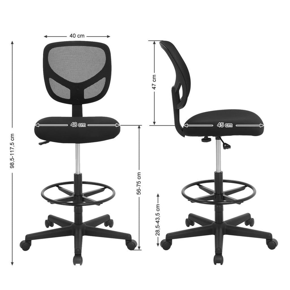 Werkkruk, Ergonomische Werkkruk, Wielkruk, Draaistoel Op Wielen, Extra