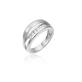 Jewels Inc. - Ring - Fantasie gezet met Zirkonia Stenen - 9mm Breed - Maat 60 - Gerhodineerd Zilver 925
