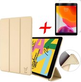 Hoes + Screenprotector geschikt voor iPad 2021 / 2020 / 2019 10.2 Inch - Trifold Hoesje Tablethoes Case Goud