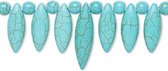 Natuurstenen kralen, Magnesiet 15-delig center-piece in de kleur turquoise, bestaande uit 7 marquise kralen en 8 ronde kralen