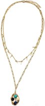 Dielay - Ketting 2 Lagen - Amulet - Lengte Verstelbaar 37-42 cm - Goudkleurig