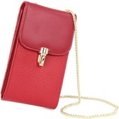 Dames crossbodytas | schoudertas | Fashion Rood Leren Mobielen Tasje | Pasjeshouder | Portemonnee | Reistasje | Paspoort tasje | Dames accessoires | Praktisch | Leer | 18,5 x 10 cm |