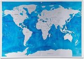 Gloss Coating Wereld Kraskaart - 82x60cm - Blauw