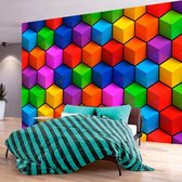 Fotobehang - Kleurrijke Geometrische Kubussen, premium print vliesbehang