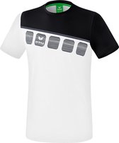 Erima Teamline 5-C T-Shirt Kind Wit-Zwart-Donkergrijs Maat 152