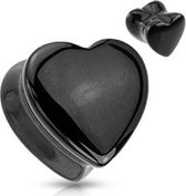 8 mm Double-flared plug zwart hart steen