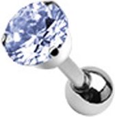 Tragus piercing steentje wit 3 mm balletje
