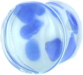 Blauwe Steentjes Pyrex Glas Plug 14 mm ©LMPiercings