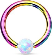 Opal Ball Closure Ring Regenboog