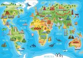 Legpuzzel - 150 stukjes - Wereldkaart met Dieren - Educa Puzzel