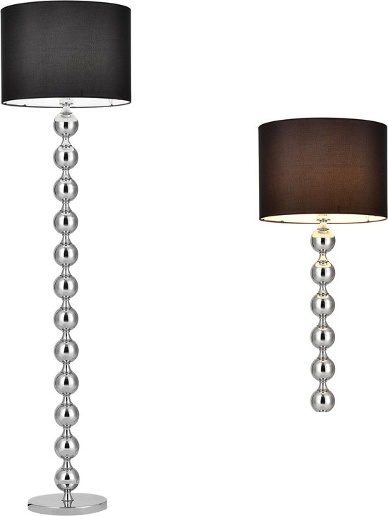 Vloerlamp - staande lamp - kleur chroom & zwart - fitting 1 x E27 - model  aWc.SphericBlack | bol.com