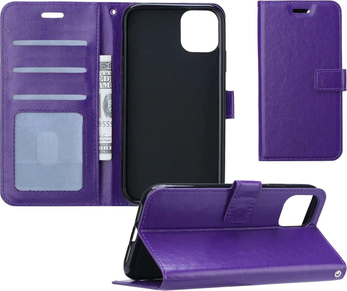 Hoesje - Geschikt voor Apple iPhone 11 Pro - Luxe Bookcase - Walletcase Hoes - Portemonnee - Cover - Telefoonhoes - Paars