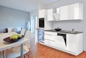 Goedkope keuken 280  cm - complete keuken met apparatuur Lorena  - Wit/Wit - soft close - inductie kookplaat - vaatwasser - afzuigkap - oven    - spoelbak