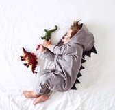 Budino Baby Pyjama Romper Onesie Dinosaurus Dino Draak Dier - Grijs - 12 mnd