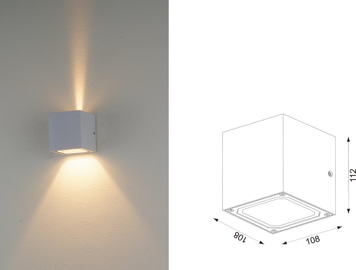 GARDTECH - Binnen en buiten verlichting LED Spot 2x3W - IP54 - zeer sterk Aluminium - zwart/antraciet; LAMP EXCL/ LAMP VERVANGBAAR